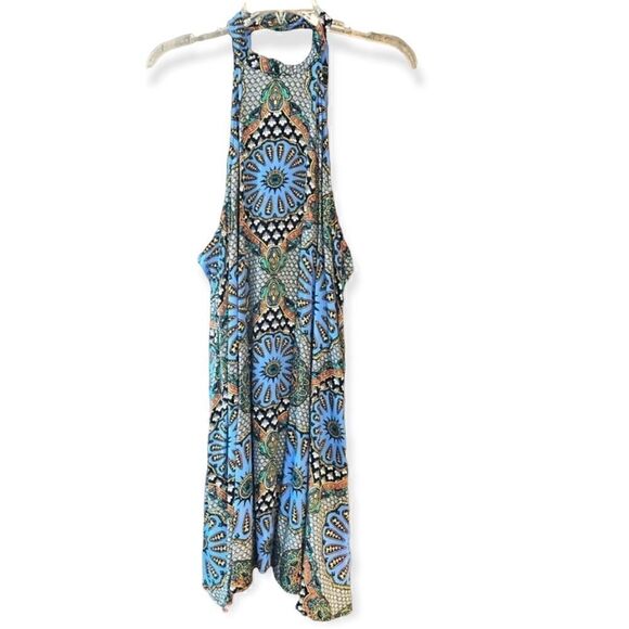 Minkpink Sz S Blue Bali Sexy Halter Open Back Mini Flowy Summer Dress - Picture 1 of 9